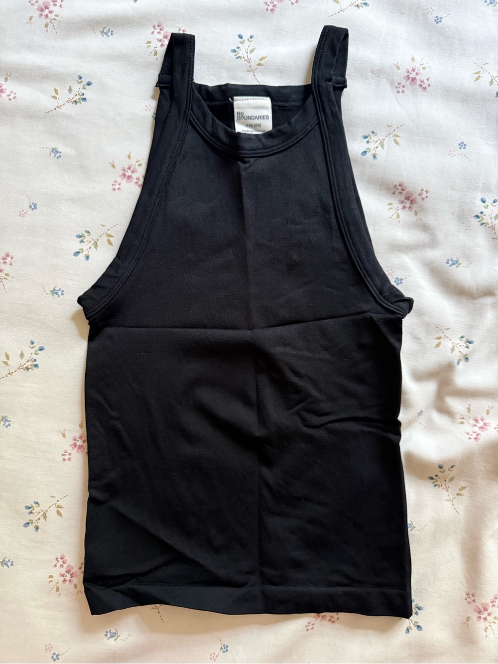 No Boundaries Black Ribbed High-Neck Tank Top